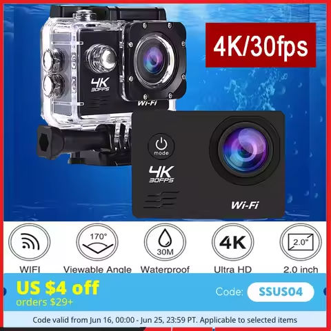 4K 30FPS 16MP WiFi Action Camera Waterproof Sport Camera 2.0+1.4 Inch Dual Screen Motorcycle Drive Recorder for Outdoor Cycling https://tinyurl.com/2d9ca5nf