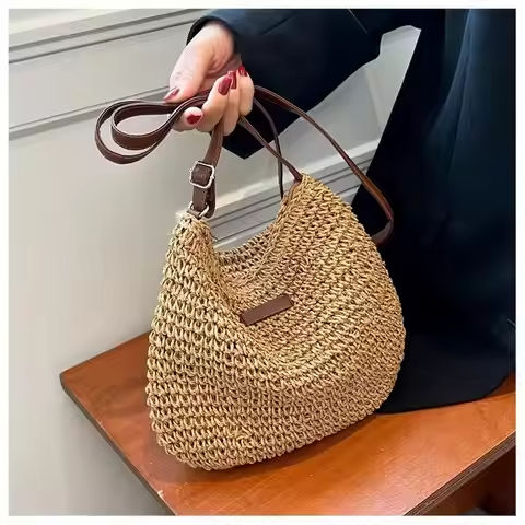 New 2025 Ladies Fashion Summer Straw Crossbody Bag Woven Shoulder Handbag Beach Holiday Shopping Messenger Purse for Women https://tinyurl.com/26nw9xgy
