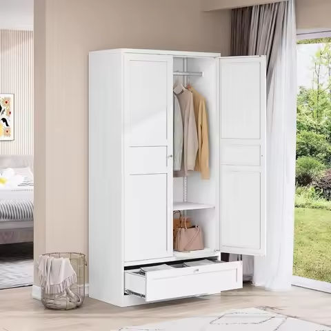 Metal Storage Cabinets Locker with Lock Door, 72” Clothing Coat Steel Storage Freestanding Wardrobe for Office, Home, School https://tinyurl.com/294mnkmj