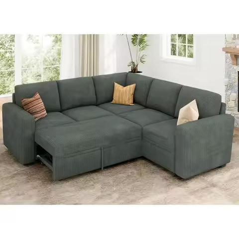 U Shaped Couch with Chenille Fabric, 4 Seat Modern Sofa with Removable Pillows for Apartment and Small Space (Fabric, Grey) https://tinyurl.com/26etar3u
