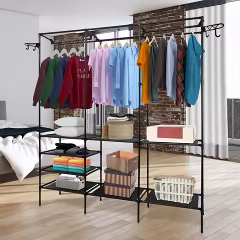 67″ Portable Closet Organizer Wardrobe Storage Organizer with 10 Shelves Quick and Easy to Assemble Extra Space Gray https://tinyurl.com/27wlevug