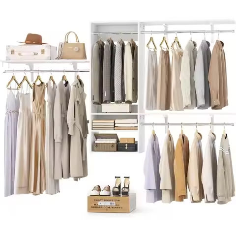 Freestanding Armoire 4 Doors Bedroom Wardrobe Storage Dresser Cabinet 2 Drawers https://tinyurl.com/25fpv83w