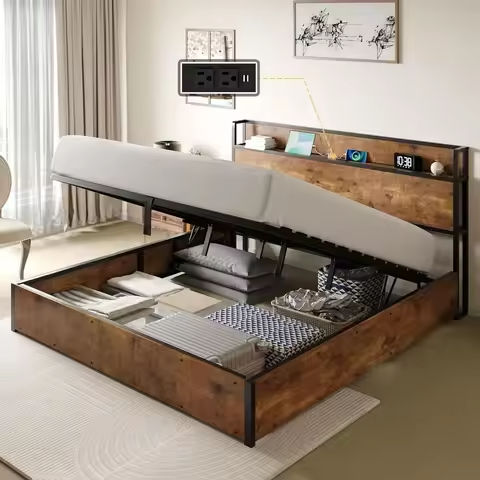 Queen Bed Frame – Upholstered Platform Bed with Winged Sides, Wooden Slat Support & Tufted Headboard, Mattress Foundation Includ https://tinyurl.com/24vbxzj4