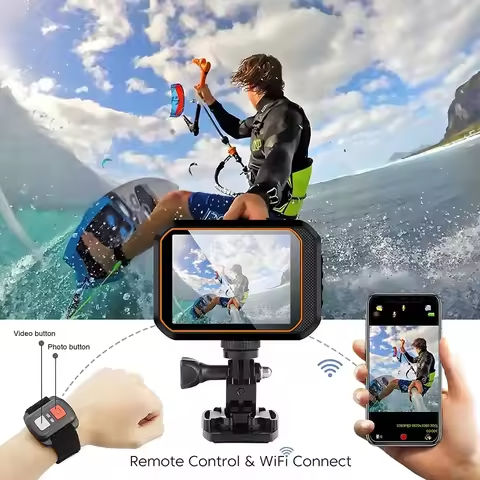 WiFi Action Camera 30m Waterproof Exercise Video Recorder 120° Wide Angle Sport Camcorder with Accessories Kit https://tinyurl.com/23k9gofw