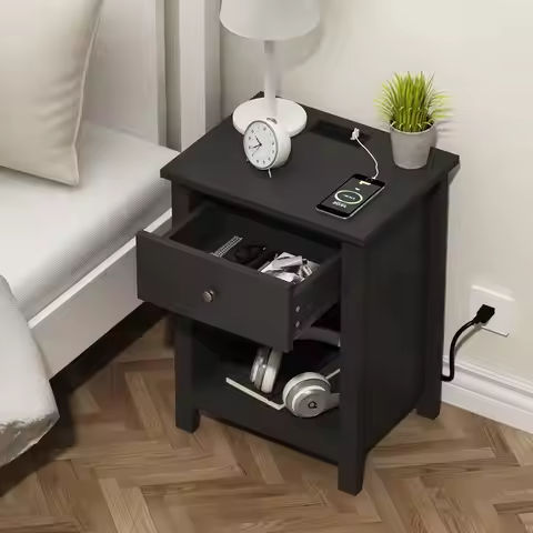 LED Night Stand with Charging Station Drawers, Bedside Tables/End Table for Bedroom, Nightstand https://tinyurl.com/2b8htmkc