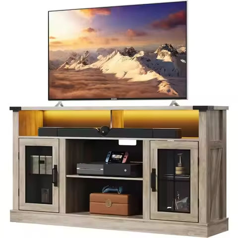 LED TV Stand with Power Outlets for 70/65/60/55 inch TV Gaming Entertainment Center with Storage Modern Industrial TV Cabinet https://tinyurl.com/25duzjao
