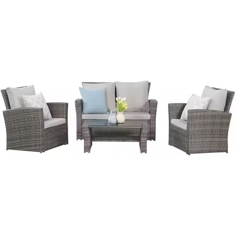 10-Piece Outdoor Dining Set Patio Rattan Furniture Set,Patio Dining Table and Chairs Set with 8 Chairs and Cushions,Square Glas https://tinyurl.com/2amm9lu5