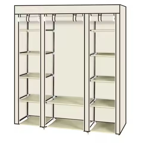 71″ Portable Clothes Storage Closet Organizer Wardrobe Rack Shelves Fabric Steel https://tinyurl.com/227d3dwh