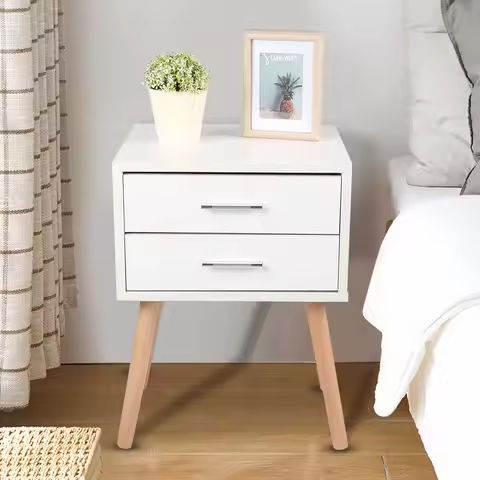 Nightstand Bedside Table Organizer Unit , Modern Classic Wood 2-Drawer Bedroom https://tinyurl.com/2387o4y8