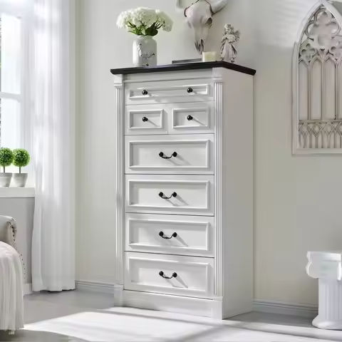8 Drawer Dresser with Power Outlet, White Dresser for Bedroom Chest of Drawer with Glass Top & LED Light https://tinyurl.com/26ebywsr