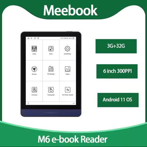 Original Meebook M6 E-book Reader 6 inch E-ink 300PPI Screen Ereader with Dual Color Frontlight 3G/32GB Android 11 EBook Reader https://tinyurl.com/2xvglqbe