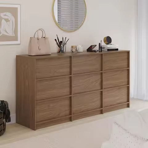 Dresser for Bedroom with Charging Station, Makeup Table with 10 Fabric Drawers, Modern Home Office Desks, Black Gray https://tinyurl.com/26k3kqhr
