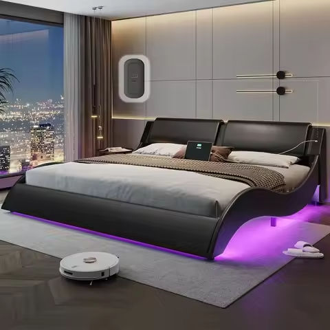VELOCAVA Queen Size Lift Up Storage Bed with Modern Wingback Headboard, Upholstered Platform Bed with Fabric with Hydraulic Supp https://tinyurl.com/2y4focxv