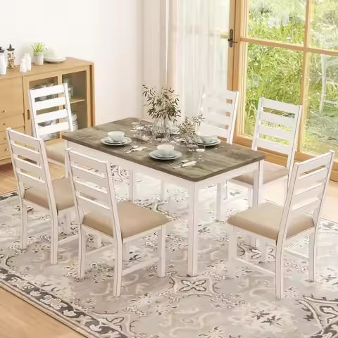Dining Table Set for 4, Kitchen Table Set with Upholstered Bench and Square Stools, Metal and Wood Dining Room Table Set https://tinyurl.com/2yt4shy7