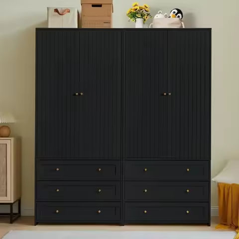 Metal Armoire Wardrobe Closet, Heavy-Duty Rustproof Steel Storage Cabinet with 4 Fixed Shelf and 1 Hanging Rod https://tinyurl.com/29m3aqrm