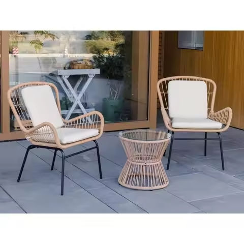 3 Piece Patio Set Outdoor Wicker Patio Chairs with Coffee Table & Cushions Bistro Conversation Set Porch Furniture for Patio https://tinyurl.com/25dekkb4