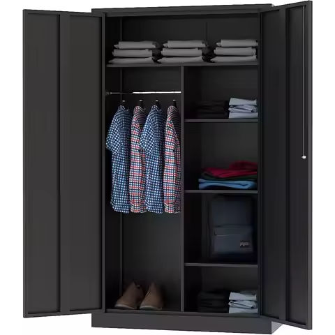 Wardrobe Closet with Doors, Wardrobe Cabinet with 2 Adjustable Shelves, Armoire Wardrobe Closet with Hanging Rod for Bedroom, Em https://tinyurl.com/2864epcz