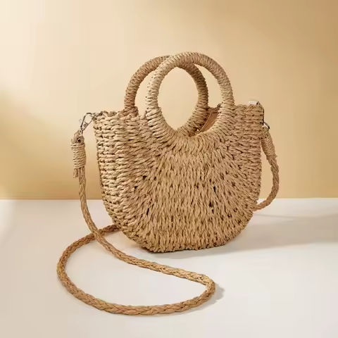 Handwoven Straw Rattan Half-Moon Beach Handbag Large Capacity Women Summer Hollow Out Crossbody Shoulder Bag https://tinyurl.com/24oufl2n