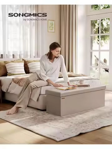 Redlife 42” Storage Ottoman Bench, Tufted Entryway Bedroom Bench Footrest Stool w/ Flipping Lid Safety Hinge 66 L Storage Space https://tinyurl.com/23sw86uc