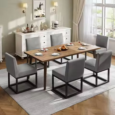 Mid Century Linen Dining Chairs Set of 6, Modern Upholstered Dinner Chairs with Metal Frame for Restaurant, Dining Room https://tinyurl.com/25qyy967