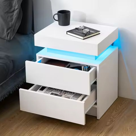 25″ Tall Modern Nightstand with Charging Station, 23.6” Wide Wood Bedside Table w/2 Storage Drawers,for Bedroom, Living Room https://tinyurl.com/29kfwm3z