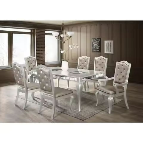9 Pcs Dining Table Set, Wood Rectangular Table with 8 Upholstered Chairs Set, Modern Kitchen Table Set https://tinyurl.com/2az37mrx