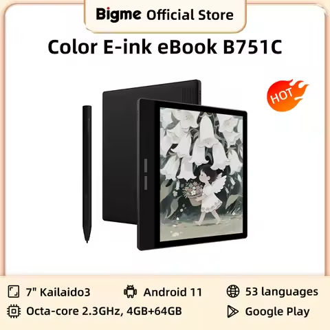 BIGME B751C electronic book, 7” Color E-ink eReader Book, Android 11 OS Open System, Google Play, 4+64GB, Portable eBook Tablet https://tinyurl.com/297crgxg