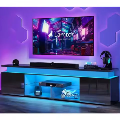 TV Stand for 60 inch TV, Entertainment Center with Storage Cabinet, Mid Century Modern Media Console Table with Soundbar Shelf, https://tinyurl.com/2cd43pak