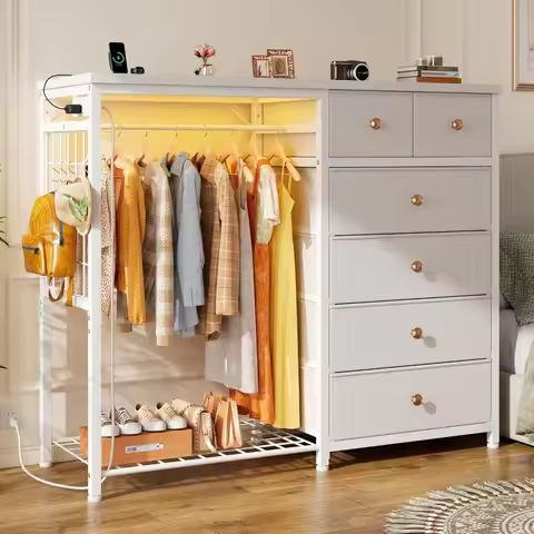 Dresser, 4 Drawer Dressers Chests of Drawers, Modern Tall Dresser, Wood Drawer Chest Storage Cabinet for Living Room, Hallway, https://tinyurl.com/2xk4oa6n