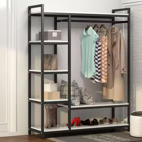 Door opening simple fabric wardrobe for home hanging clothes Fabric Storage locker 112CM with 3 storage boxes available https://tinyurl.com/22rxhfqx
