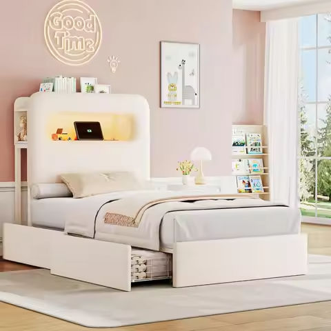 Bunk Bed, Solid Wood Bunk Bed with Sturdy Ladder & 12 Inch Safety Guard Rails, Twin Size Wood Beds Frame, Children Beds https://tinyurl.com/25mds45a