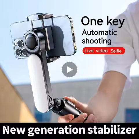 AOCHUAN 3-Axis Handheld Gimbal Stabilizer for Smartphone with Fill Light for iPhone Android Face Tracking Tiktok Vlog Smart XE https://tinyurl.com/2bszwab9