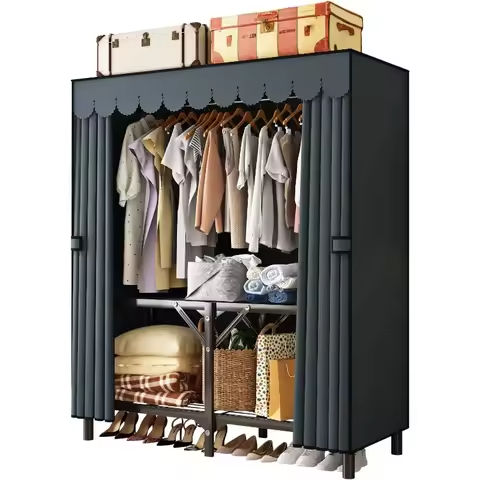 2 Doors Wardrobe Armoire with Mirror, Freestanding Mirrored Armoire Wardrobe Closet with 2 Drawers, Shelves & Hanging Rod https://tinyurl.com/26ckcvbr