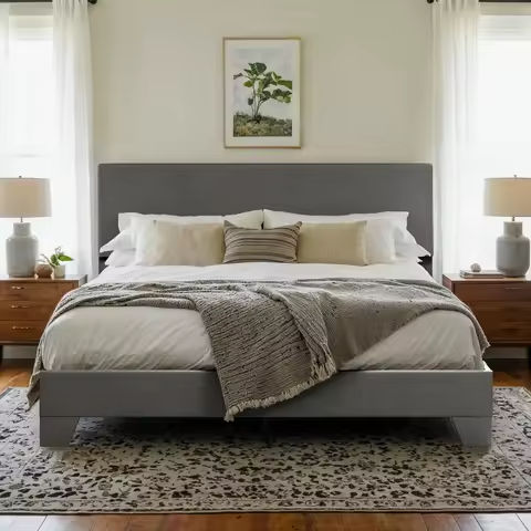 King Size Lift Up Storage Bed/Modern Wingback Headboard/Upholstered Platform Bed Frame/Hydraulic Storage/No Box Spring Needed/Wo https://tinyurl.com/27xxphv7