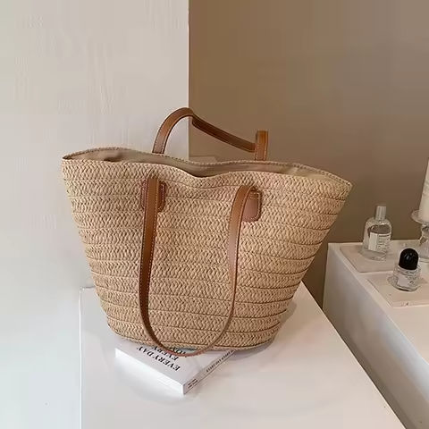 Women’s Large Capacity Shoulder Bag Summer Straw Woven Basket Handbag Fashion Female Luxury Designer Beach Bag Bali Shopper Tote https://tinyurl.com/2xzvq7fm