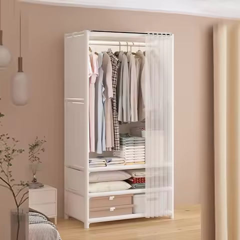 67 Portable Gray Clothes Closet Wardrobe with Non-Woven Fabric & Hanging Rod – Easy Assembly Furniture https://tinyurl.com/2yo9hsog