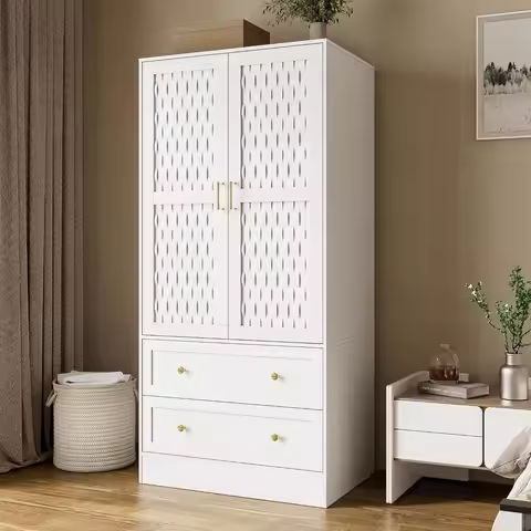 2 Door Wardrobe, Armoire with Drawer for Bedroom https://tinyurl.com/22u6qyk2