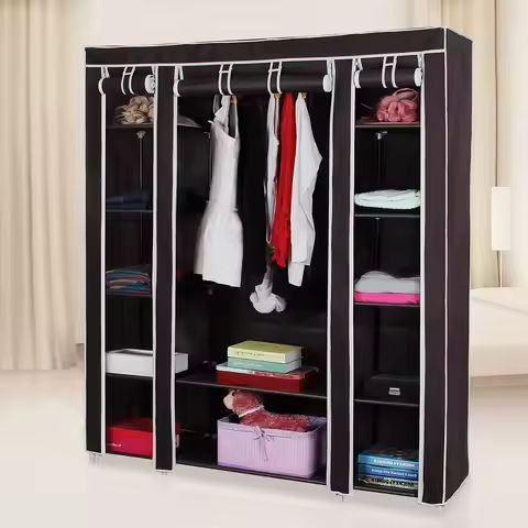 67″ Portable Clothes Closet Wardrobe with Non-woven Fabric and Hanging Rod Quick and Easy to Assemble Dark Brown https://tinyurl.com/2d9tdpl9