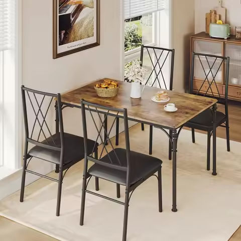3 Piece Dining Table Set, Kitchen Table & Chair Sets for 2, Compact Bistro Table Set with Steel Legs, Built-in Wine Rack https://tinyurl.com/2apgu26u