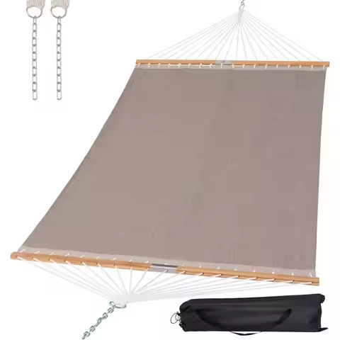 Hammocks 12 FT Double Quilted Fabric，with Spreader Bars and Detachable Pillow,2 Person Hammock https://tinyurl.com/22eafhl8