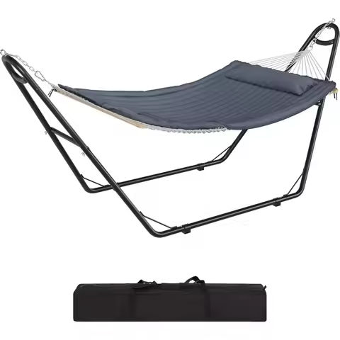14 ft Wooden Hammock Stand Only, Heavy Duty Larch Wood Arc Hammock Stand with Chains and Carabiners, 475 lbs Capacity https://tinyurl.com/26k9e24w