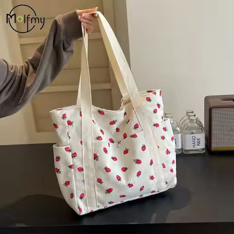 Strawberries Corduroy Handbag Sweet Women’s Bag Fashionable Versatile Shoulder Bag Beautiful Simple Commuter Women’s Tote Bags https://tinyurl.com/2cq4oqbg