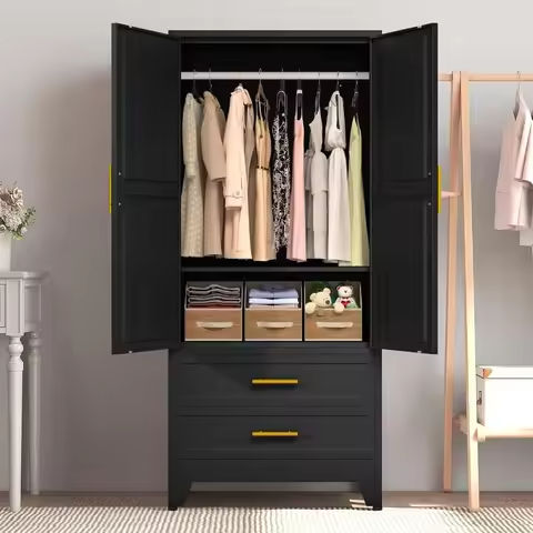 Metal Wardrobe Closet Cabinet,White Armoire Wardrobe Closets Storage Cabinets with Drawer,Metal Storage Cabinet with Doors and S https://tinyurl.com/2c3rbg2g