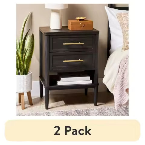Nightstands with 2 Drawers, 18″ Fluted Bedside Table with Open Storage Shelf, Modern End Table with Curved Profile Design for Be https://tinyurl.com/24l4ua7b