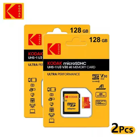 2Pcs KODAK MicroSD Card Memory Card Class10 32GB 64GB 128GB U3 4K High Speed Flash Memory TF Flash Cards for Phone https://tinyurl.com/25kt6brl