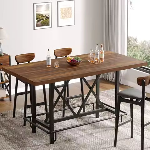 3 Pieces Bar Table and Stools Set, Bistro Table Set with Glass Holder, 2 Tier Wine Rack & Storage Shelves, Kitchen Counter Table https://tinyurl.com/27ac4r3o