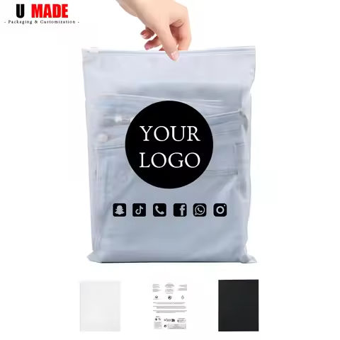 50pcs Custom Slide Zip Plastic Bags with Logo Matte Frosted Zipper Bag Personalized for Packaging Business Shipping Storage https://tinyurl.com/28gfq4g2