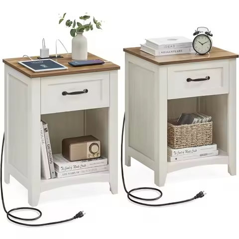 (2 pack) Oaklee 2-Drawer Nightstand, Charcoal Finish, suitable for bedroom, corridors, living rooms https://tinyurl.com/2cz3gv9u