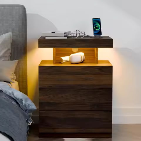 Nightstand with Hutch and Charging Station, Nightstands with 3 for Bedrooms Set of 2, Bedside Table Nightstand https://tinyurl.com/2d5yen3s
