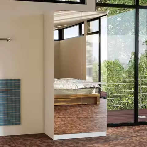 Wardrobe Modern Armoire Closet 71″ H x 31″ W x 20″ D with 2 Doors and 2 Drawers, Hanging Rail, Functional Clothes Storage https://tinyurl.com/2dkwe5nc